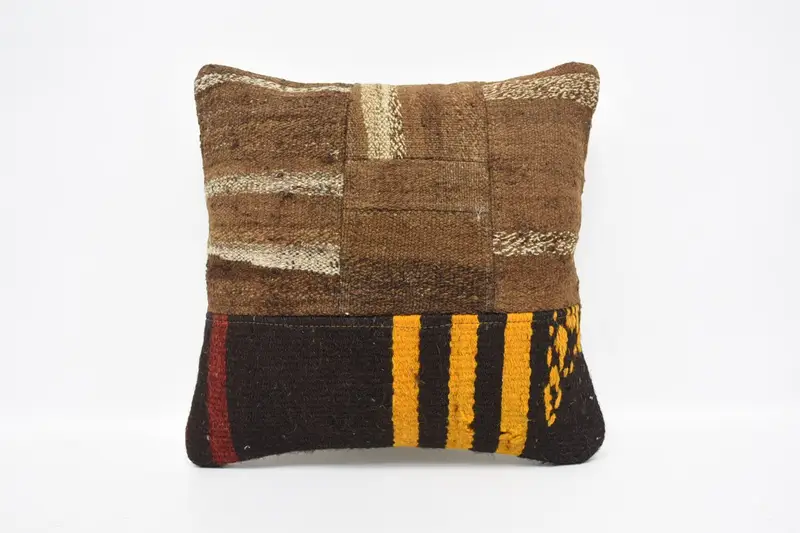 Funda de cojín marroquí de tiro naranja, almohada de 40x40 cm - 1