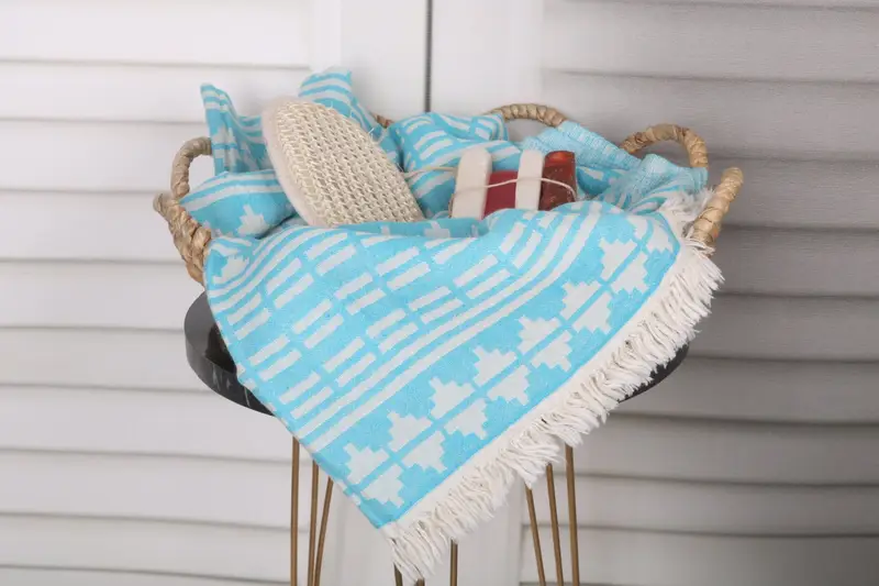Gym Towel, First Wedding Anniversary Gift, Bachelorette Gifts, Gift For Bride, Turkish Towel USA, 70x40 Linen Kilim Design Towel, Best Beach Towel - 3