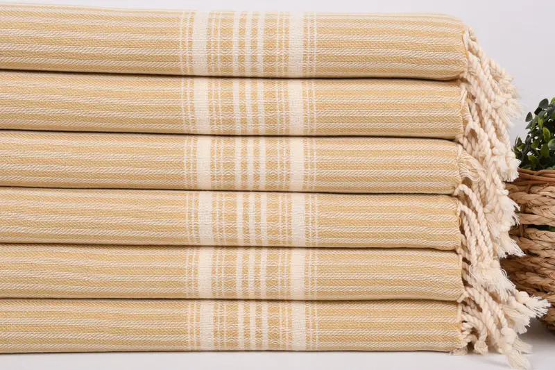 Custom Hand Towel, Summer Gift, Monogram Hand Towel, Spa Towel, Wedding Gift, Organic Towel, Memorial Gift, Gift For Her, 40x18 Cotton Striped Towel - 2