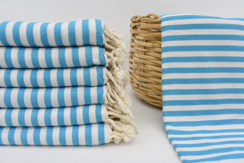 Personalized Bridesmaid Gift Turkish Cotton Turquoise Striped Towel, 70x40 Inches