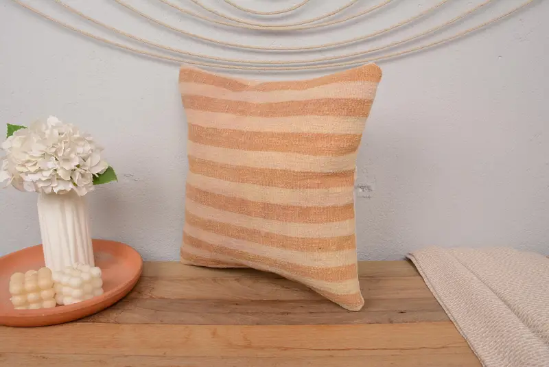 16x16 Beige Cushion Cover, Cushion Case, Aztec Cushion Cover, Kilim Pillow Cover, Throw Kilim Pillow, Outdoor Patio Cushion Cover, Home Decor Pillow - 4