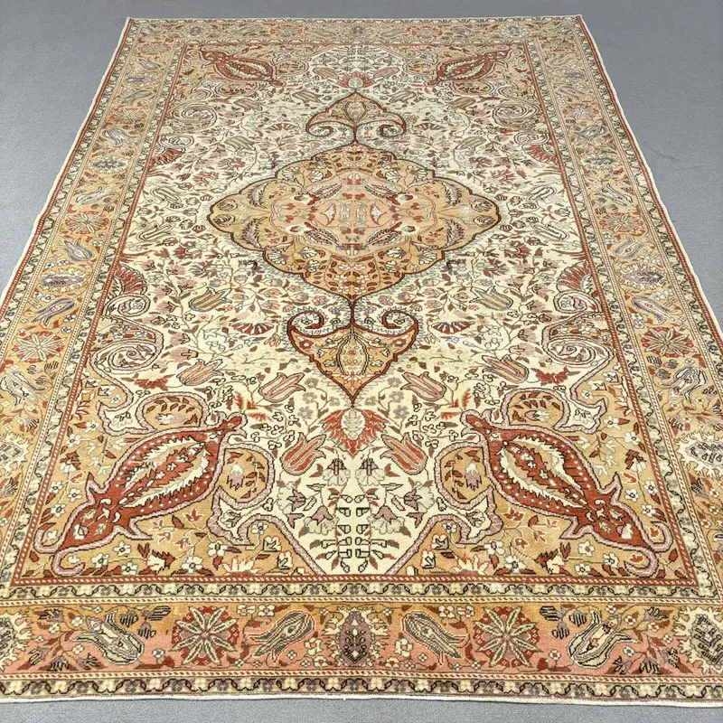 Orange & Beige Polka Dot Rug, 0.5x9.3 ft Chic Decor