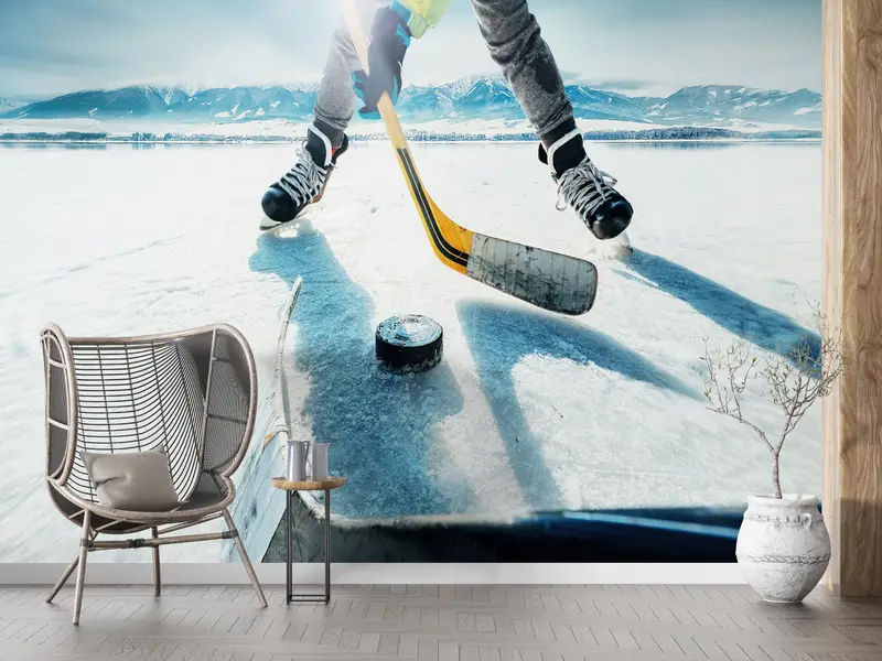 Trendige bedruckte Tapete: Werten Sie Ihr Spielzimmer mit dem Eishockey-Thema auf
