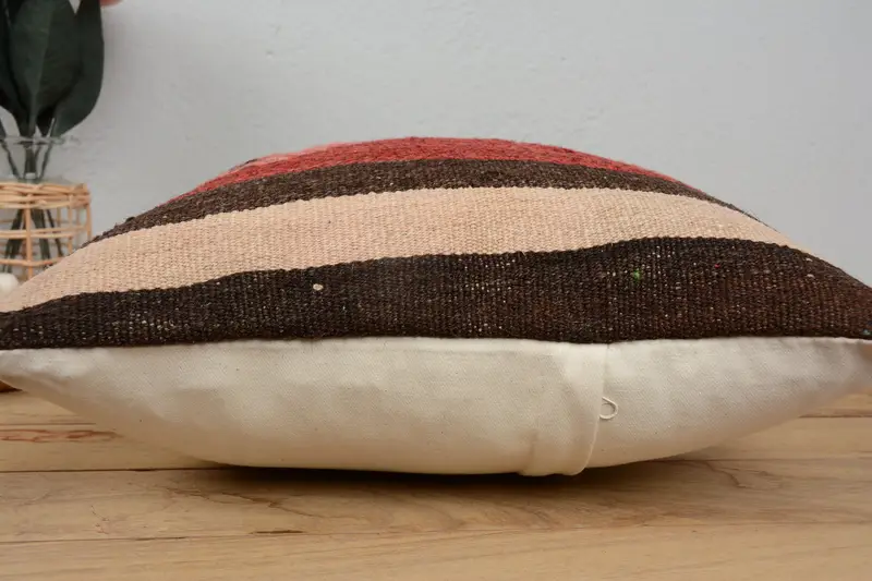 16x16 Red Pillow Cover, Handwoven Cushion, Vintage Pillow, Interior Designer Pillow, Boho Pillow, Rustic Pillow Case, Pillow Case - 5