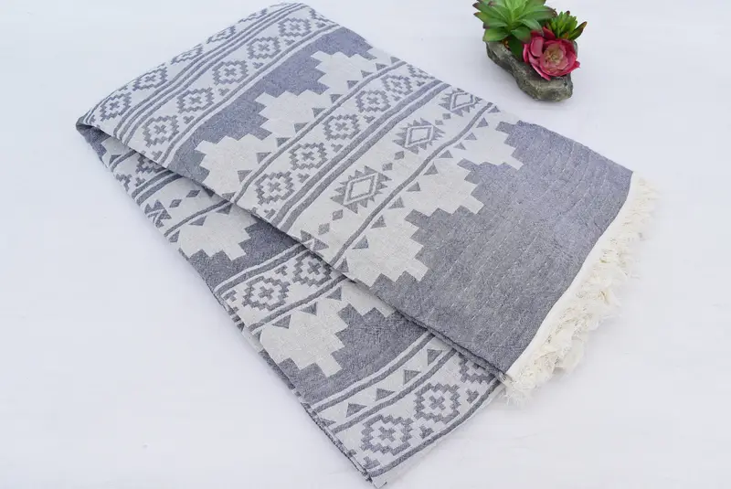 86x56 Cotton Kilim Towel, Throw Blankets for Couch, Woven Blanket, Christmas Tablecloth, Tablecloth, Best Wedding Gift, Boho Throw Blankets - 5