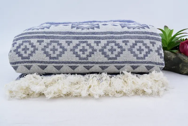 86x56 Cotton Kilim Towel, Throw Blankets for Couch, Woven Blanket, Christmas Tablecloth, Tablecloth, Best Wedding Gift, Boho Throw Blankets - 2