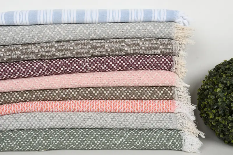 Fouta towel, Large Turkish Towel, Peshtemal, Personalized Gift, Monogram Towels, 70x40 Cotton Set of 10 Towel, Travel Towel, Organic Beach Towel - 3