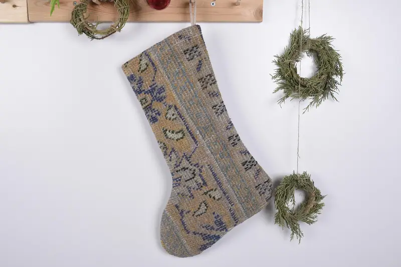 Patrón de adornos navideños, calcetín navideño de 19 pulgadas de ancho