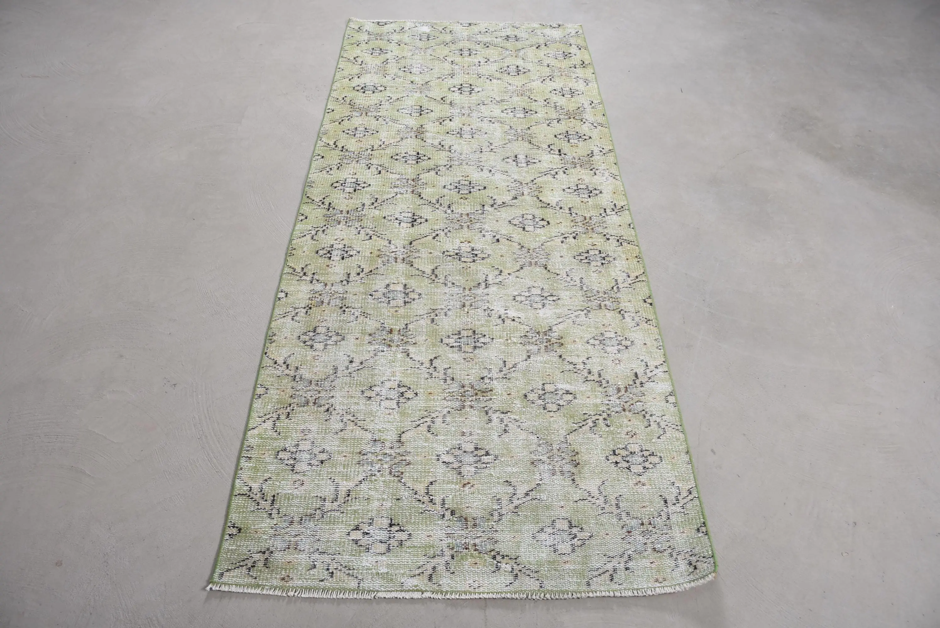 3x7.4 ft Türk Halısı, Kilim, Yeşil Bitkiler ve ağaçlar Kilim Yünü - 1
