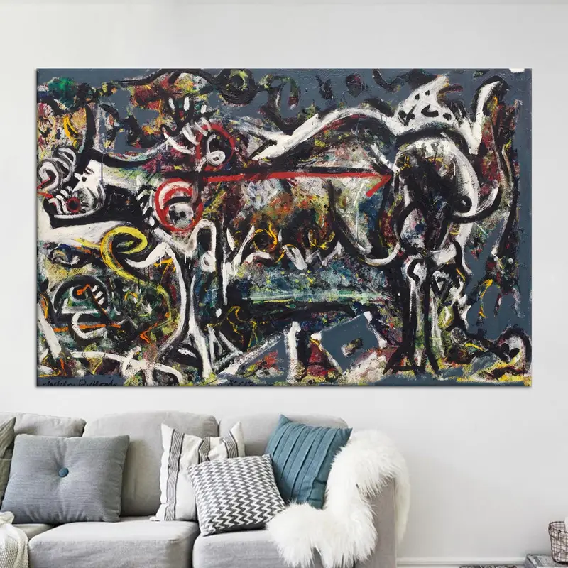 Eleganter She Wolf Abstrakter Leinwanddruck – Home Decor Art