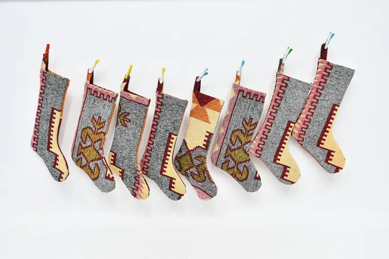 Festive Christmas Ornaments Pattern, 8-Inch Wide Christmas Stocking