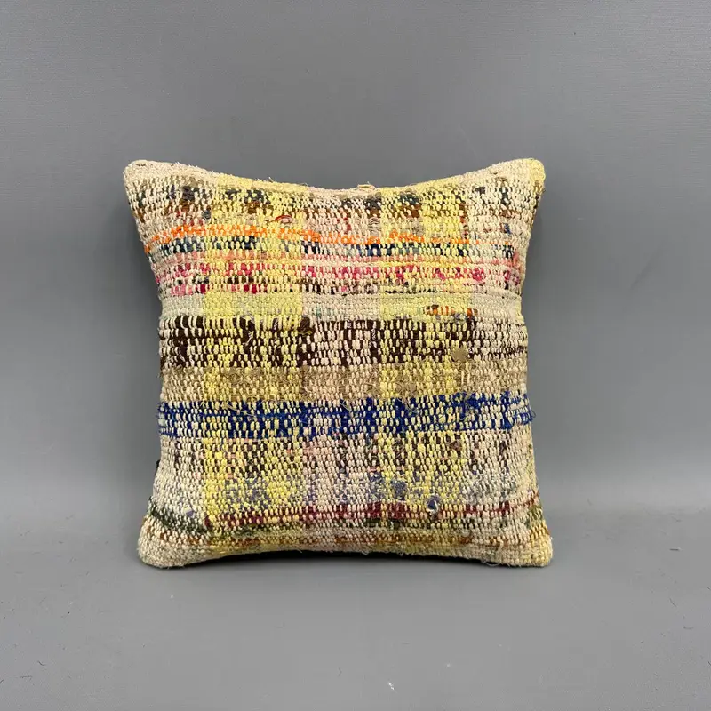 Antique Pillows, Nautical Throw Pillow, Decorative Throw Pillow, Kilim Pillow, Kilim Cushion Sham, Pillow Case, 12x12 Yellow Pillow Case - 4
