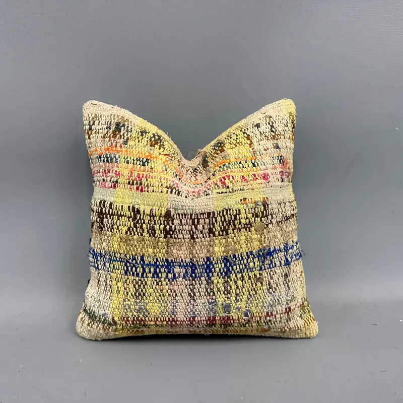 Antique Pillows, Nautical Throw Pillow, Decorative Throw Pillow, Kilim Pillow, Kilim Cushion Sham, Pillow Case, 12x12 Yellow Pillow Case - 1
