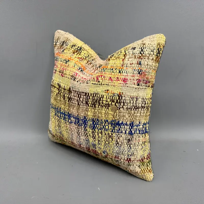 Antique Pillows, Nautical Throw Pillow, Decorative Throw Pillow, Kilim Pillow, Kilim Cushion Sham, Pillow Case, 12x12 Yellow Pillow Case - 3