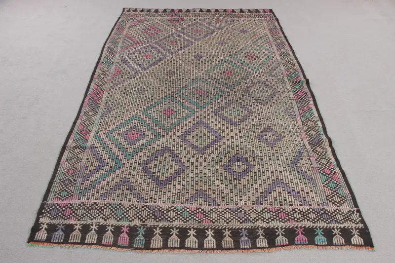 Zarif Yeşil Halı, 4,8x7,7 ft Sağlam Konfor