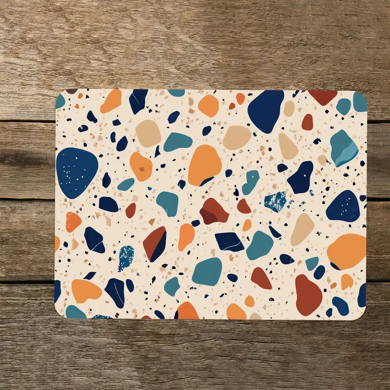 Terrazzo Desenli Cam Kesme Tahtası, Mutfak için Trendy Boho Tasarım