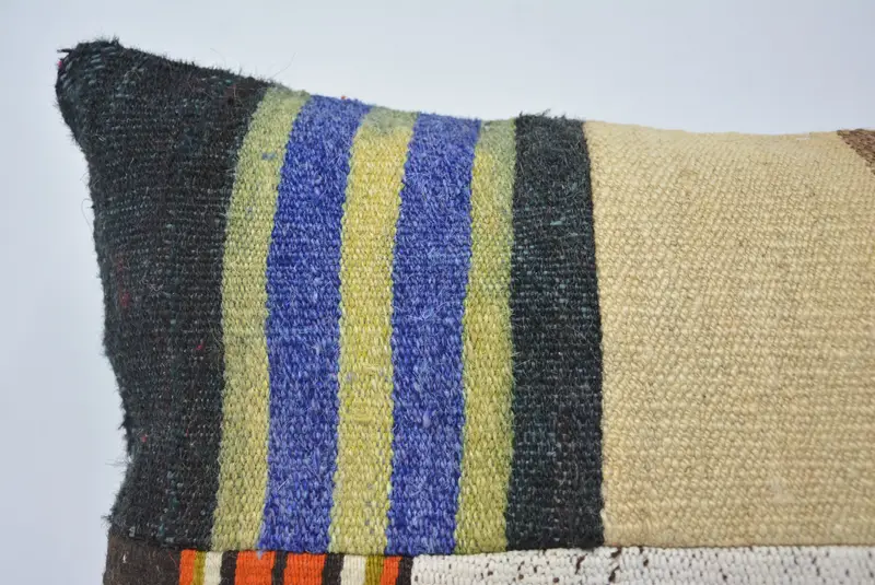 Throw Kilim Pillow, Pillow Cover, 16x24 White Cushion Case, Handmade Kilim Cushion, Square Throw Pillow Case, Pillow for Sofa - 2