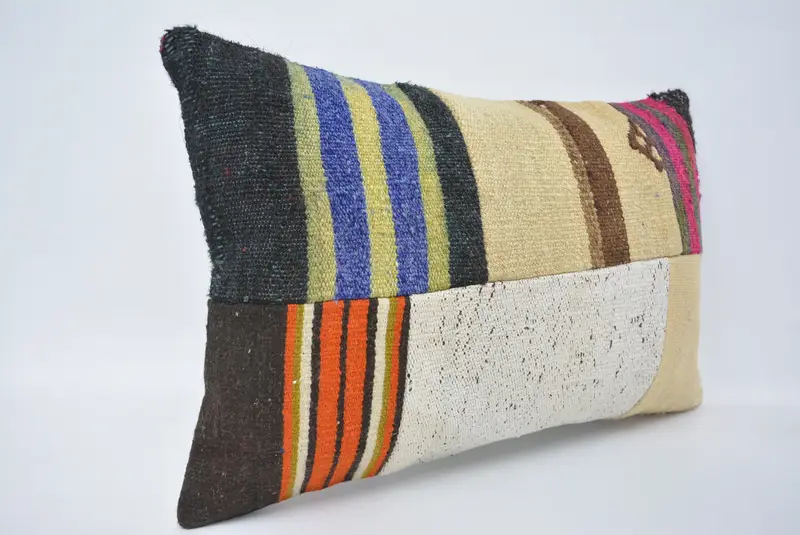 Throw Kilim Pillow, Pillow Cover, 16x24 White Cushion Case, Handmade Kilim Cushion, Square Throw Pillow Case, Pillow for Sofa - 3