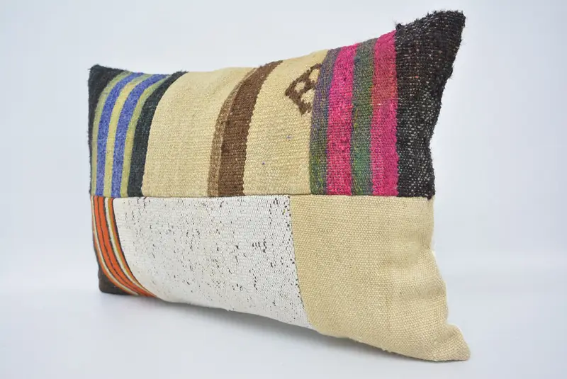 Throw Kilim Pillow, Pillow Cover, 16x24 White Cushion Case, Handmade Kilim Cushion, Square Throw Pillow Case, Pillow for Sofa - 4