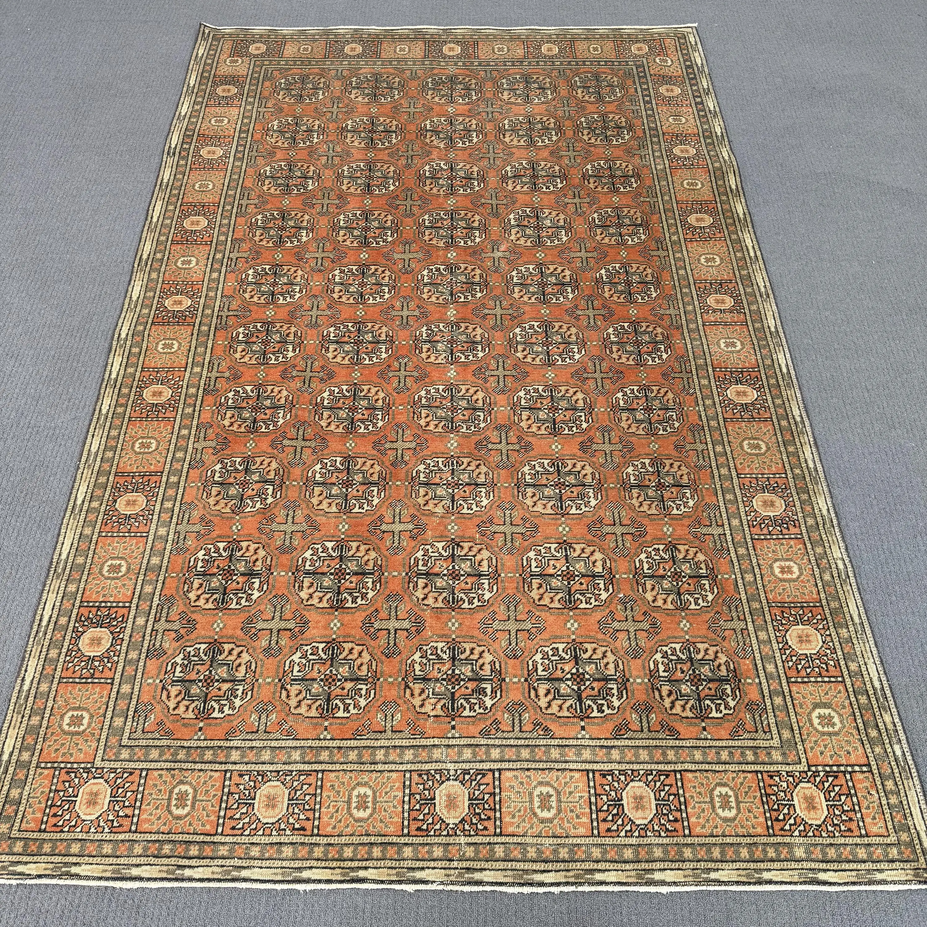 Vintage Rug 4.7x7.3 ft (144x221 cm), Red Southwestern Turkish Rug - 1
