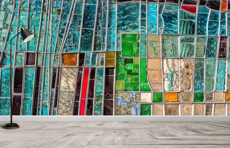 Çağdaş Renkli Cam Baskılı Duvar Kağıdı: Zarif Ev Dekorasyonu