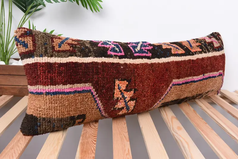 Turkish Pillow, Square Throw Cushion Case, Throw Kilim Pillow, Pillow for Sofa, Pillow Sham, 12x36 Brown Pillow Cover, Neutral Pillow Case - 4