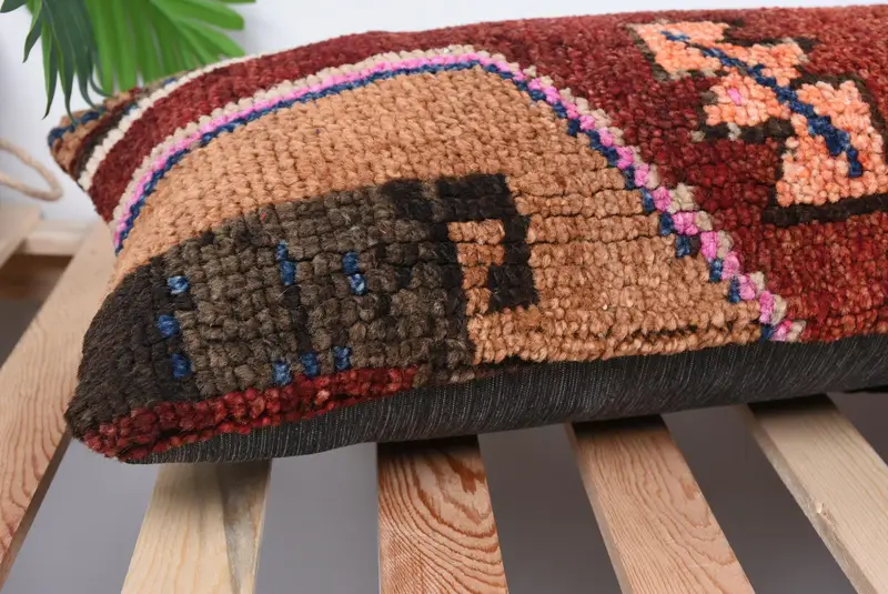 Turkish Pillow, Square Throw Cushion Case, Throw Kilim Pillow, Pillow for Sofa, Pillow Sham, 12x36 Brown Pillow Cover, Neutral Pillow Case - 6