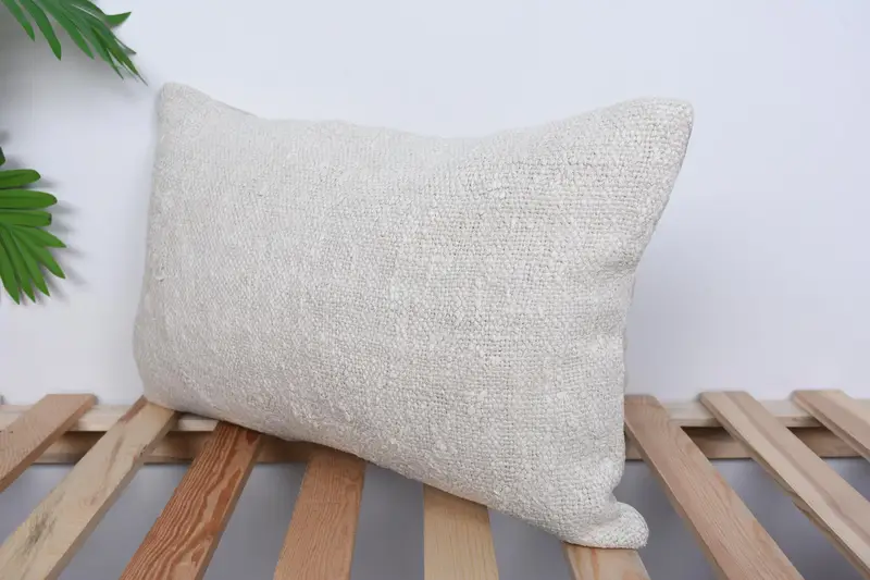 Indoor Pillow Sham, Floor Cushion, Throw Kilim Pillow, Antique Pillows, Pillow Sham, 12x20 White Cushion Case, Interior Designer Pillow - 5