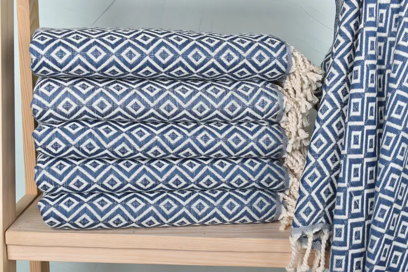 Petrol Blue Towel Personalized Diamond Towel, 40x71 Inches