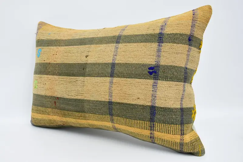 Handmade Kilim Cushion, Gift Pillow, Square Throw Cushion, 16x24 Beige Cushion, Vintage Pillow, Ottoman Pillow Case, Pillow Cover, Toss Pillow Case - 4