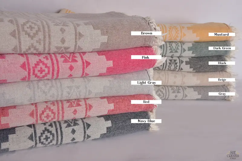 92x80 Cotton Kilim Towel, Personalized Gifts, Valentines Gift, Custom Blanket, Bachelorette Party Items, Throw Blanket, Monogram Beach Blanket - 1