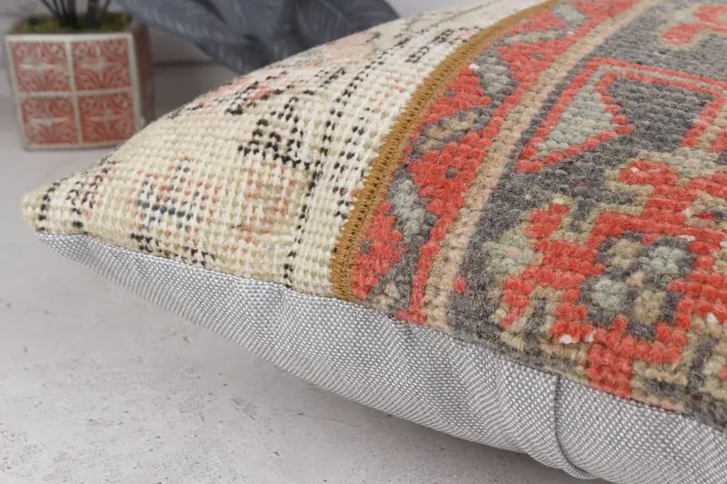 Turkish Kilim Pillow, Cushion Cover, Pillow for Couch, 16x24 Beige Cushion Cover, Vintage Throw Cushion Case, Christmas Pillow Sham, Vintage Pillow - 7