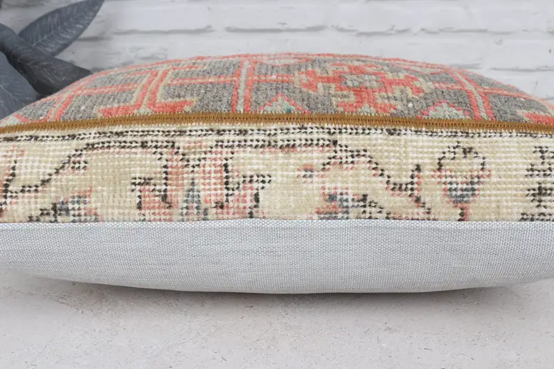 Turkish Kilim Pillow, Cushion Cover, Pillow for Couch, 16x24 Beige Cushion Cover, Vintage Throw Cushion Case, Christmas Pillow Sham, Vintage Pillow - 6