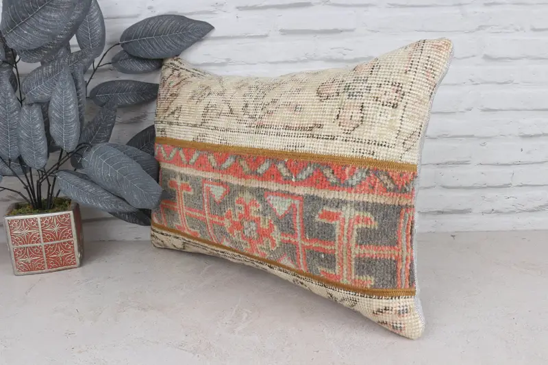 Turkish Kilim Pillow, Cushion Cover, Pillow for Couch, 16x24 Beige Cushion Cover, Vintage Throw Cushion Case, Christmas Pillow Sham, Vintage Pillow - 5