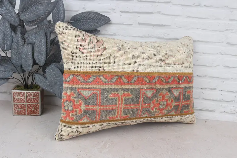 Turkish Kilim Pillow, Cushion Cover, Pillow for Couch, 16x24 Beige Cushion Cover, Vintage Throw Cushion Case, Christmas Pillow Sham, Vintage Pillow - 3