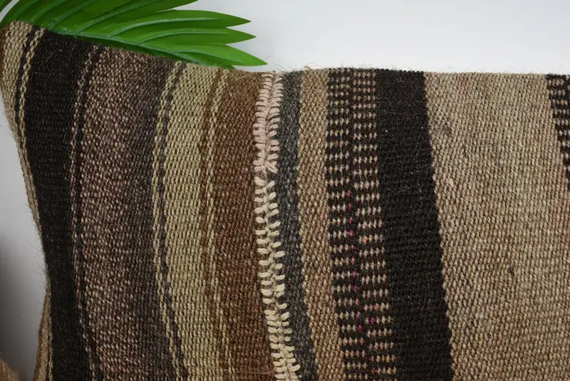 12x43 Brown Cushion Cover, Pillow Sham, Turkish Pillow, Handmade Kilim Cushion, Throw Kilim Pillow, Natural Pillow Cover, Bolster Throw Pillow - 2