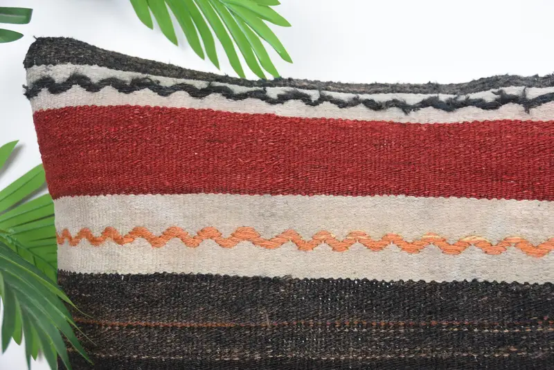 Vintage Pillow, Vintage Kilim Pillow, Pillow, Hippie Throw Pillow, 16x24 Red Pillow Case, Boho Pillow Sham Cover, Office Chair Cushion Case - 2
