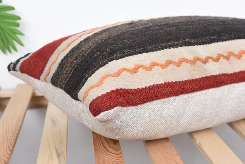 Vintage Pillow, Vintage Kilim Pillow, Pillow, Hippie Throw Pillow, 16x24 Red Pillow Case, Boho Pillow Sham Cover, Office Chair Cushion Case - 6