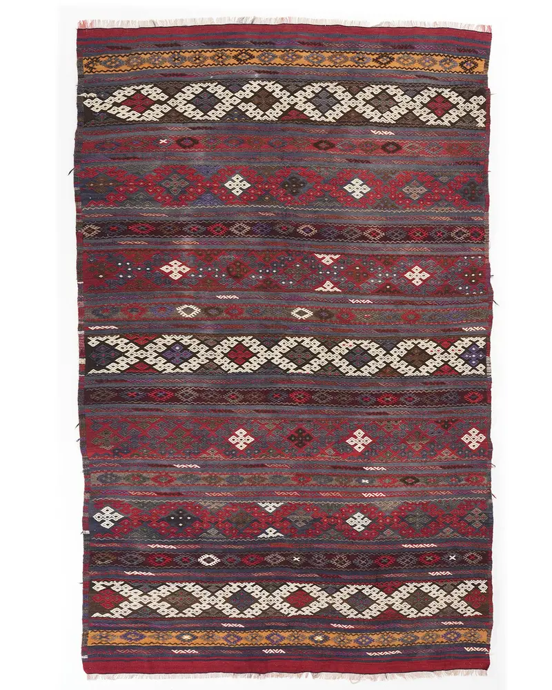 Kırmızı ve Bej Halı, 5,4x8,6 ft Zarif Konfor