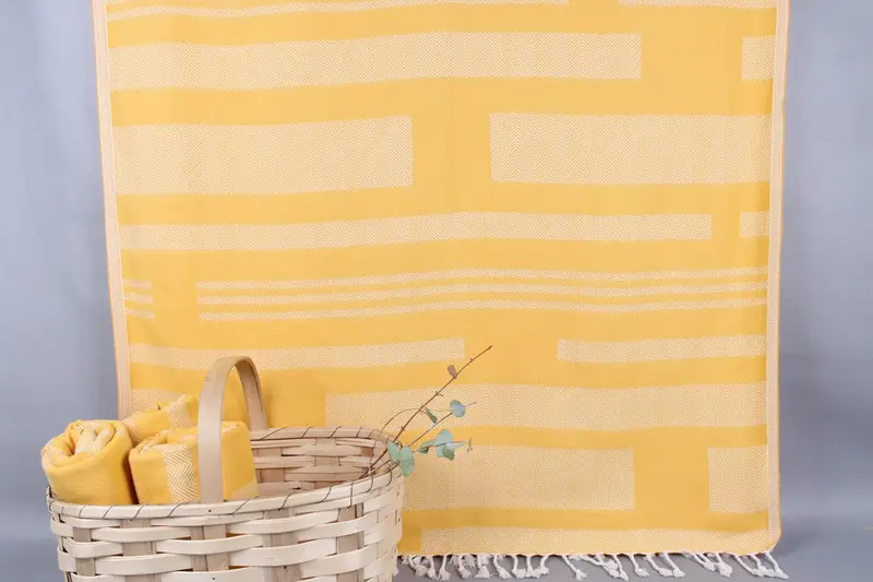 Personalized Turkish Beach Towel Dark Yellow Chevron, 38x67 Inches