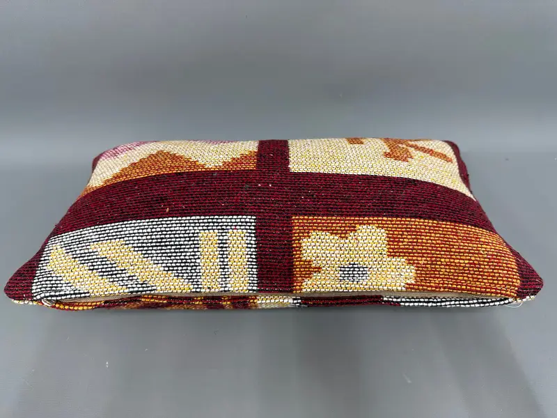 Cushion Cover, Kilim Pillow, Antique Pillows, Boho Pillow Sham Cover, Ethnic Throw Cushion Case, Kilim Rug Cushion, 10x20 Red Pillow Cover - 7