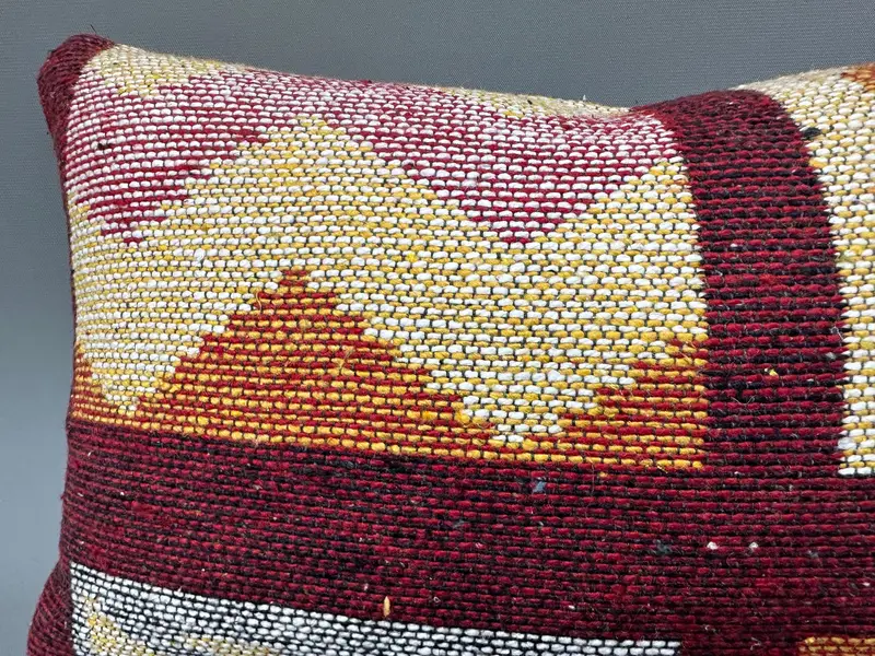 Cushion Cover, Kilim Pillow, Antique Pillows, Boho Pillow Sham Cover, Ethnic Throw Cushion Case, Kilim Rug Cushion, 10x20 Red Pillow Cover - 5