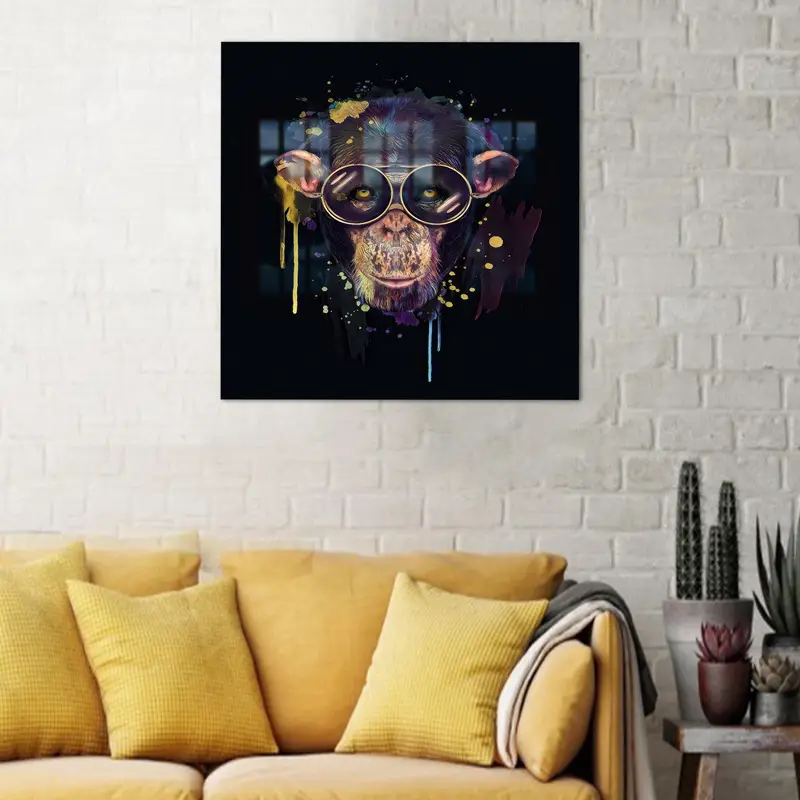 Vidrio impreso negro abstracto del mono moderno - decoración elegante del hogar