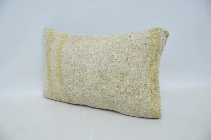 Boho Pillow Sham Cover, Interior Designer Pillow, Pillow Cover, 12x20 Beige Pillow Sham, Vintage Kilim Throw Pillow, Outdoor Throw Pillow - 4