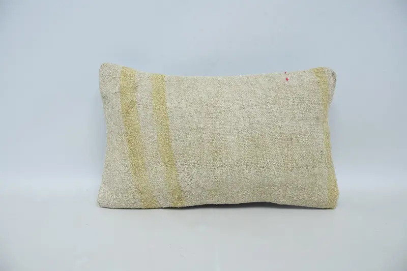 Boho Pillow Sham Cover, Interior Designer Pillow, Pillow Cover, 12x20 Beige Pillow Sham, Vintage Kilim Throw Pillow, Outdoor Throw Pillow - 1