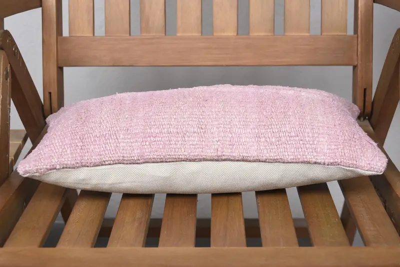 Cushion Cover, Kilim Pillow Cover, Natural Pillow, Oriental Pillow Cover, Gift Pillow, 8x16 Pink Cushion, Handmade Kilim Cushion - 5