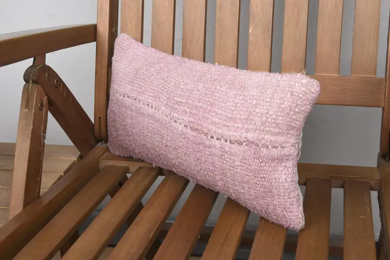 Cushion Cover, Kilim Pillow Cover, Natural Pillow, Oriental Pillow Cover, Gift Pillow, 8x16 Pink Cushion, Handmade Kilim Cushion - 3