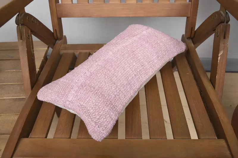 Cushion Cover, Kilim Pillow Cover, Natural Pillow, Oriental Pillow Cover, Gift Pillow, 8x16 Pink Cushion, Handmade Kilim Cushion - 4