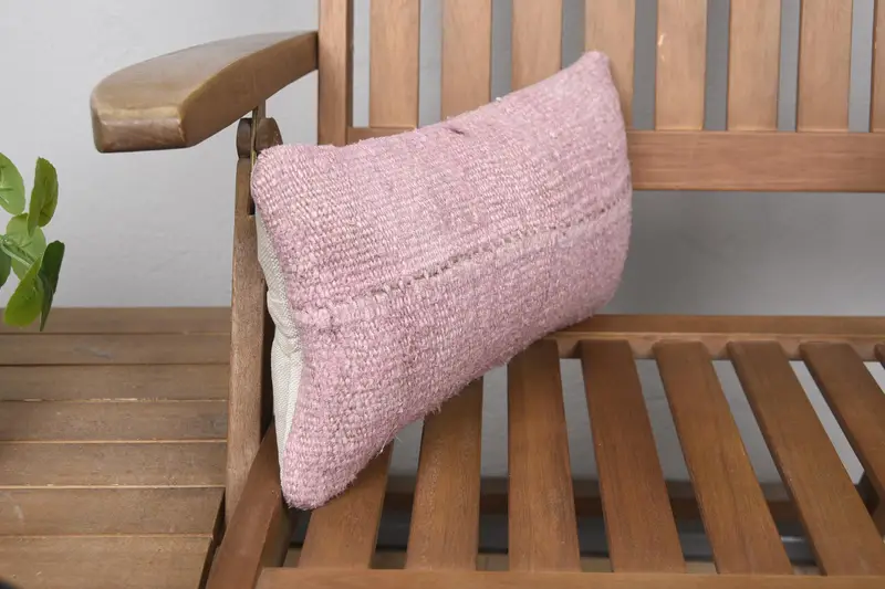 Cushion Cover, Kilim Pillow Cover, Natural Pillow, Oriental Pillow Cover, Gift Pillow, 8x16 Pink Cushion, Handmade Kilim Cushion - 2