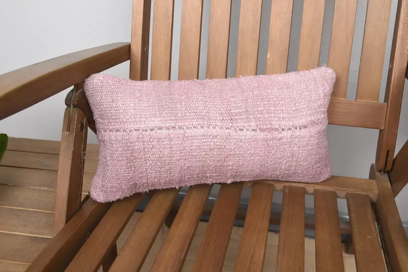 Cushion Cover, Kilim Pillow Cover, Natural Pillow, Oriental Pillow Cover, Gift Pillow, 8x16 Pink Cushion, Handmade Kilim Cushion - 1